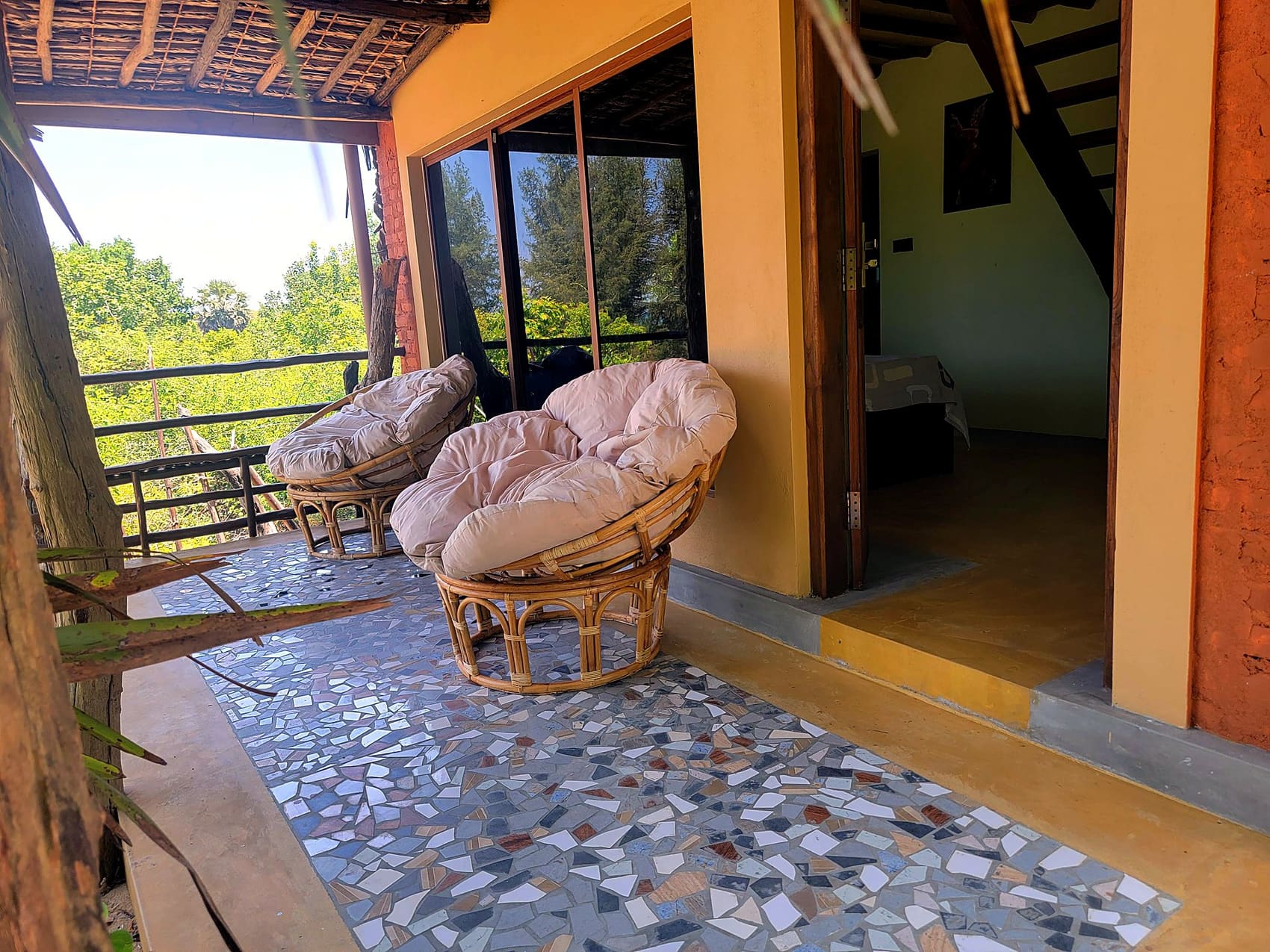 Garden cabana terrace with rattan seating