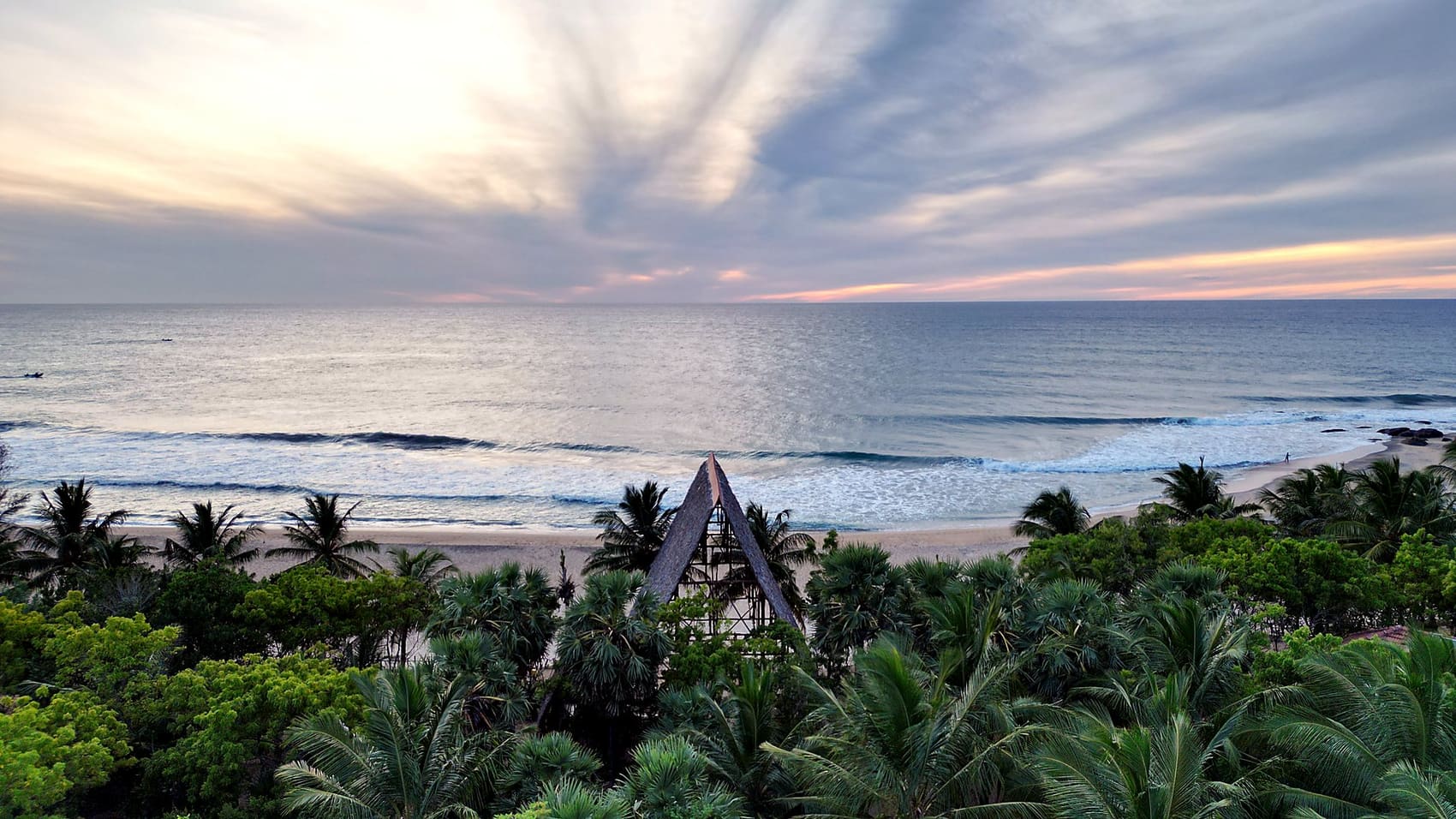 Aerial of the retreat in the palm forest