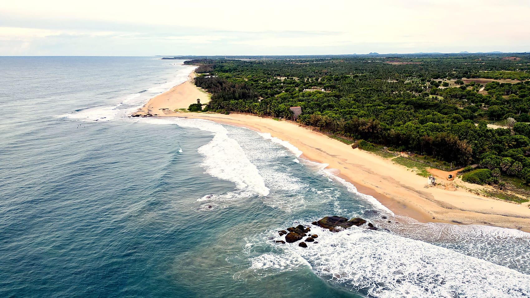 Aerial view of the point break at Arugam Bay